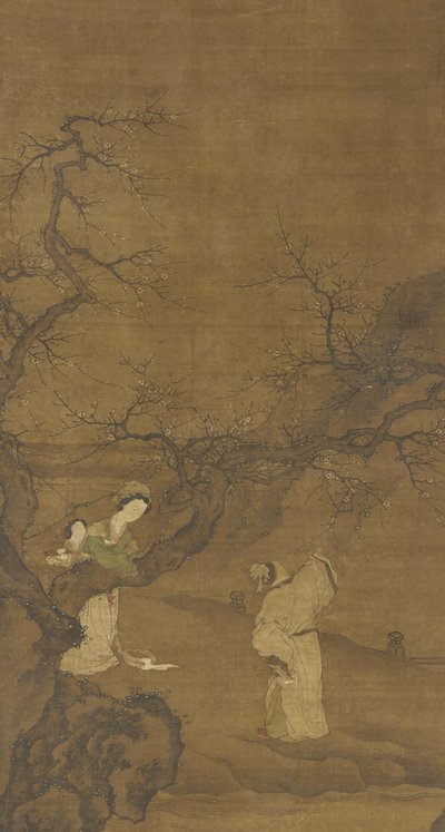 Man and Woman Enjoying Plum Blossoms by Chinese School