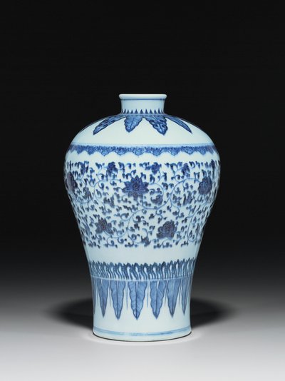 Ming-style vase, Meiping, painted in 15th century style by Chinese School
