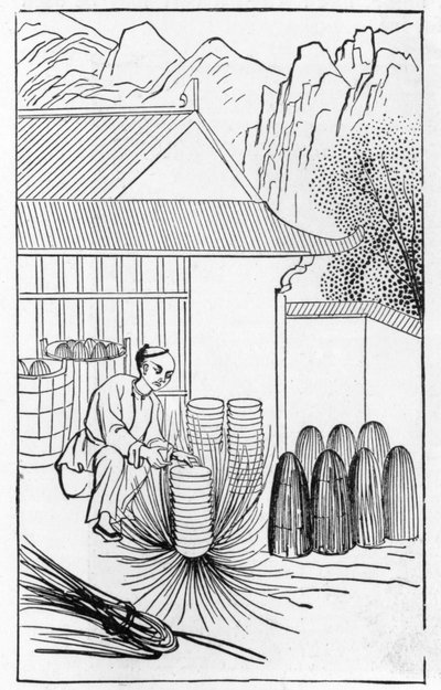 Packing china, from a series of illustrations on the manufacture of china by Chinese School
