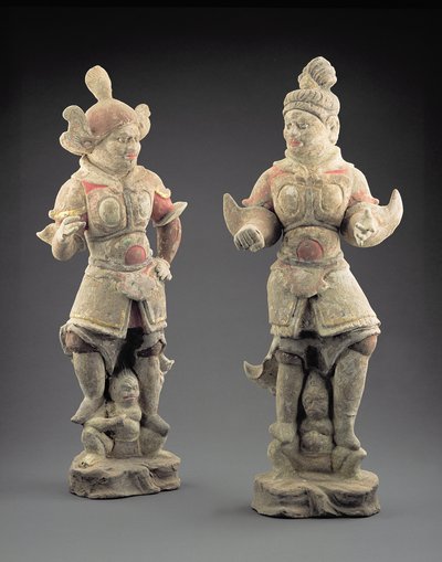 Pair of Lokapala figures, Tang Dynasty by Chinese School