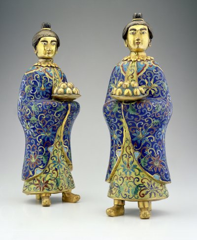 Pair of female attendants, Qianlong period by Chinese School