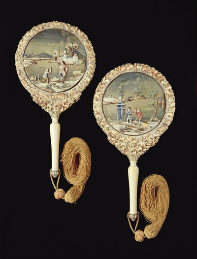 Pair of hand mirrors, probably made in Canton, Qianlong period, 1736-95 by Chinese School