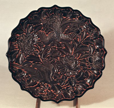 Plate with floral motifs and two birds, Yuan Dynasty by Chinese School