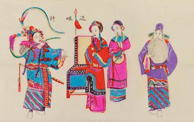 Print of a Chinese opera scene by Chinese School