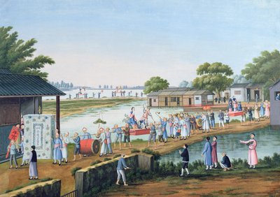 Procession during a festival in China celebrating a good harvest by Chinese School