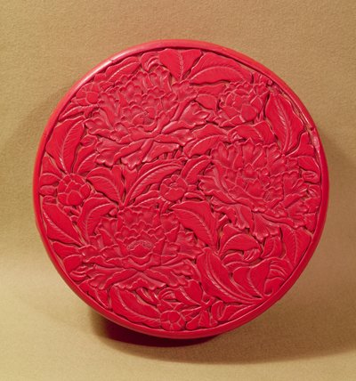 Red lacquer box decorated with peonies, c.1426-35 by Chinese School