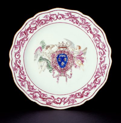 Rose Famille dinner plate with the Arms of France, Qianlong period c.1765 by Chinese School