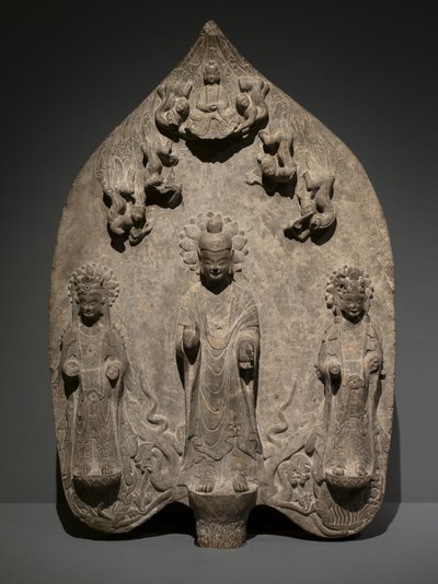 Votive Stele with a Buddhist Triad by Chinese School