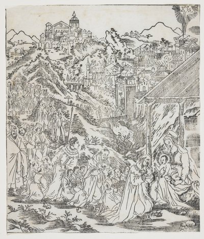 The Adoration of Christ (Plate from Giulio Alenis Tianzhu jiangsheng zhuxiang jingjie) by Chinese School