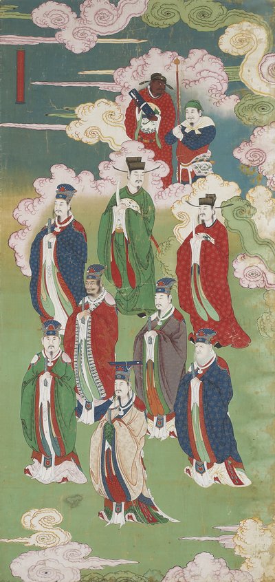 The Exalted Emperors and The Gods of the Five Directions, from a Buddhist Land and Water Ritual Set by Chinese School