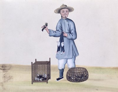 The Pigeon Seller, from a book on the street calls of Peking, c.1785 by Chinese School