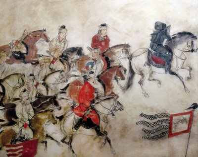 Tomb of Prince Zhanghuai, Hunting Scene with Horses, Xian, Han Period, 706 by Chinese School
