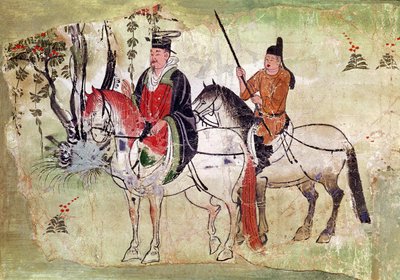 Two Horsemen in a Landscape, Tang Period by Chinese School