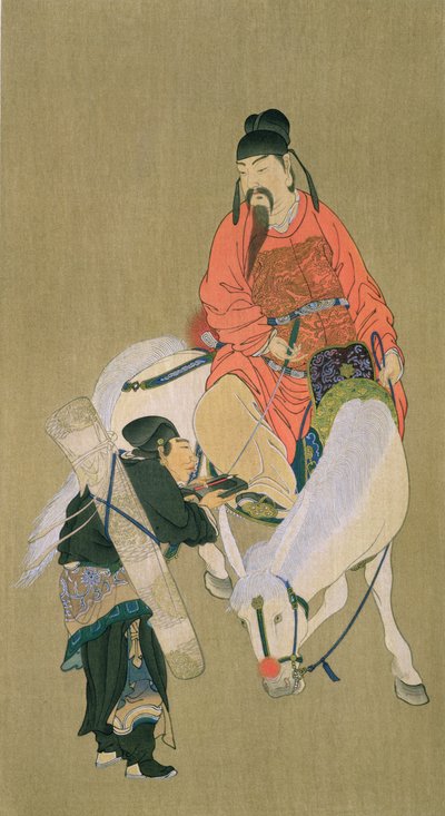 Wen Cheng Hsing, god of luck, illustration published in The Kokka magazine, Japan, 1900-01 by Chinese School