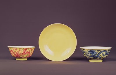 Yellow Bowl with Rouge-de-Fer Dragons, Chien Lung Period by Chinese School