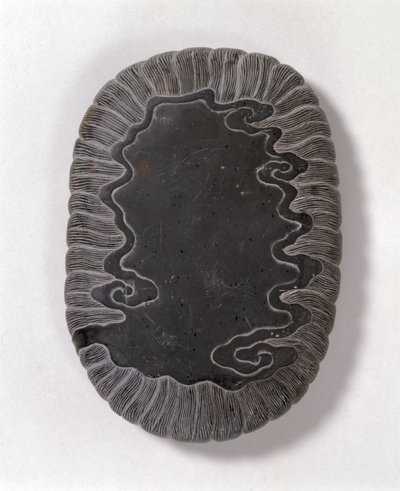 Inkstone carved with wave patterns, probably Ming dynasty by Chinese School Chinese School