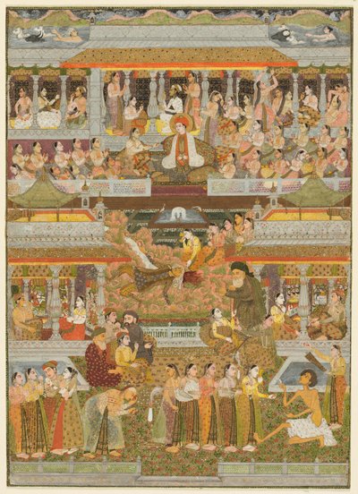 Lovers and Beloveds: A Composite of Scenes from Persian, Urdu, and Sanskrit Literature by Chitarman II