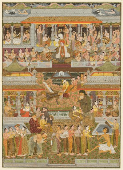 Lovers and Beloveds: A Composite of Scenes from Persian, Urdu, and Sanskrit Literature by Chitarman II