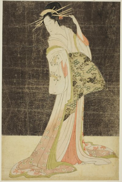 A Selection of Beauty from the Pleasure Quarters: Courtesans Hired for the New Years Holidays - Takigawa of the Ogiya by Chobunsai Eishi