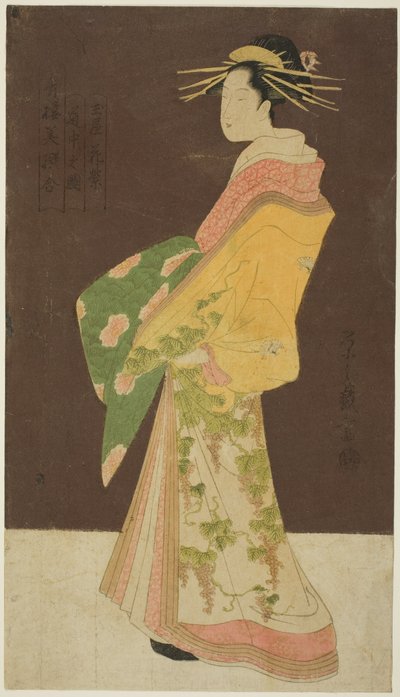 A Selection of Beauty from the Pleasure Quarters: Hanamurasaki of the Tamaya in Procession by Chobunsai Eishi