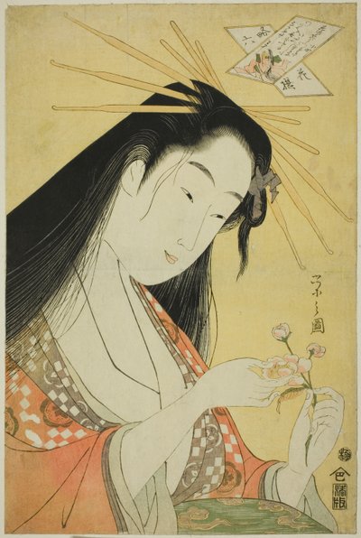 A Selection of Six Flowers - A Parody Rokkasen (Yatsushi Rokkasen): Ono no Komachi by Chobunsai Eishi
