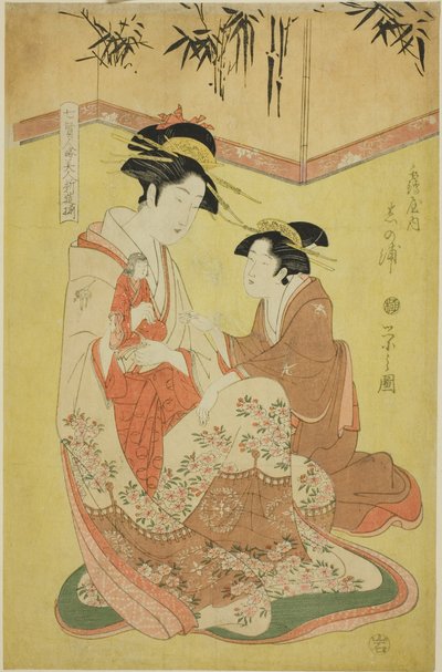 Beauties Parodying the Seven Sages - A Selection of Younger Courtesans: Shinoura of the Tsuruya by Chobunsai Eishi