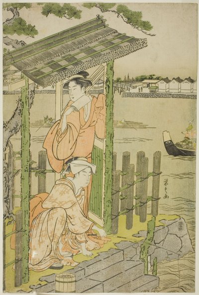 Gathering at a Teahouse on the Bank of the Sumida River by Chobunsai Eishi