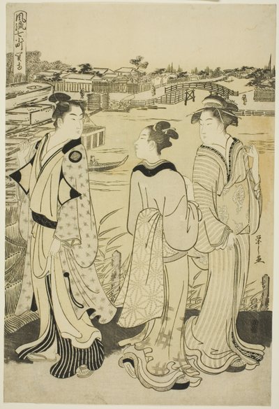 Ono no Komachi at Seki Temple, from the series The Fashionable Seven Komachi by Chobunsai Eishi