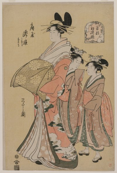 The Courtesan Takihime and Attendants from the Series New Patterns of Young Greens, 1795 by Chobunsai Eishi