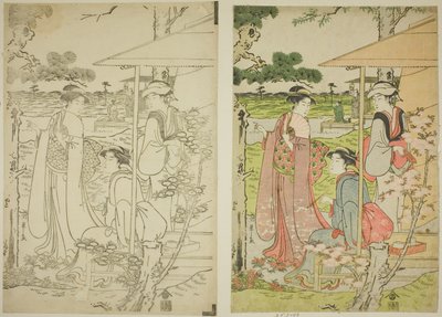 Viewing Cherry Blossoms from a Teahouse on Asuka Hill by Chobunsai Eishi