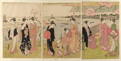 Watching the Shellfish Gathering during Low Tide at Shinagawa by Chobunsai Eishi
