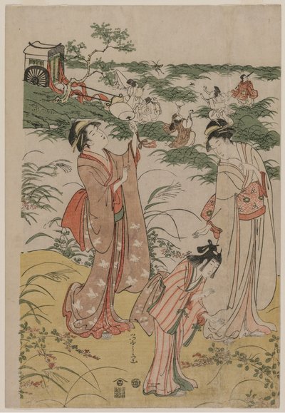 Women Chasing Crickets on an Autumn Moor by Chobunsai Eishi