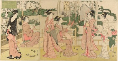 Women Viewing Dragon and Tiger Made of Tobacco Pouches by Chobunsai Eishi