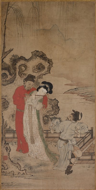 Emperor Minghuang Teaching Yang Gueifei to Play the Flute by Choryusai