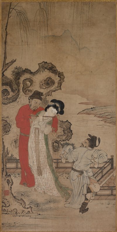 Emperor Minghuang Teaching Yang Gueifei to Play the Flute, late 1400s-early 1500s by Choryusai