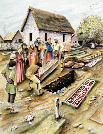 Viking Burial in a Churchyard, York, Yorkshire, 10th Century by Chris Evans