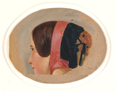 Portrait of Young Girl with Bonnet, Profile Turned Left by Christen Dalsgaard