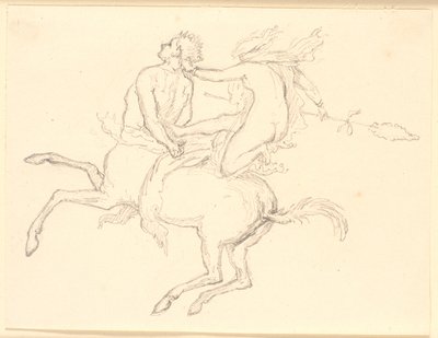 Bacchante Sitting on the Back of a Bound Centaur. Pompeian Motif by Christen Købke