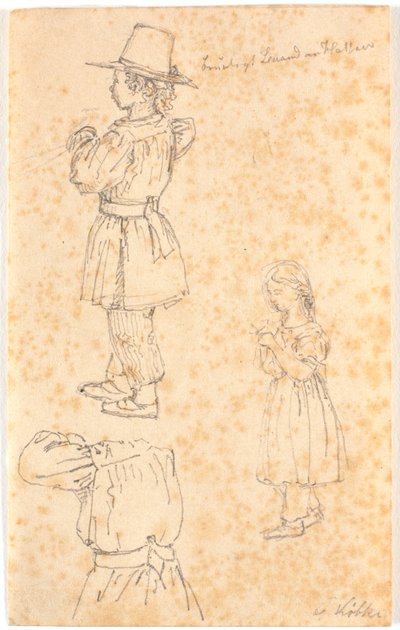 Boy with Pole and Knitting Girl by Christen Købke