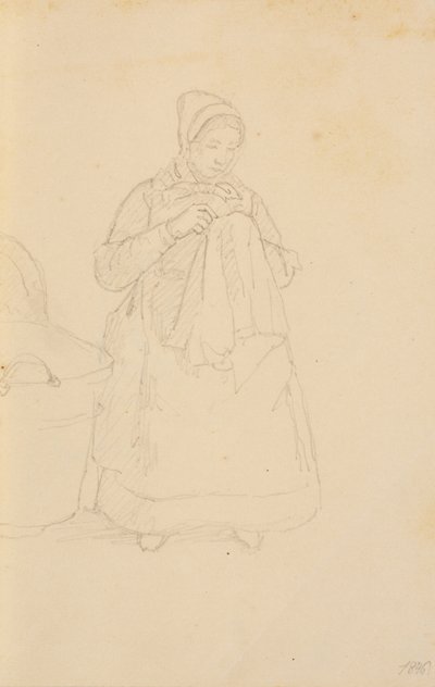 A Nurse Sitting by a Cradle by Christen Købke