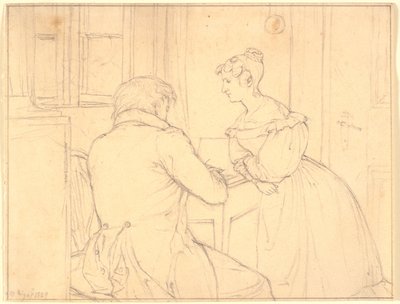 The Painter C.D. Gebauer Drawing for Miss Margrethe Hahn by Christen Købke