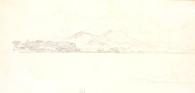 View of the Bay of Naples from Villa Reale. Vesuvius in the Background by Christen Købke