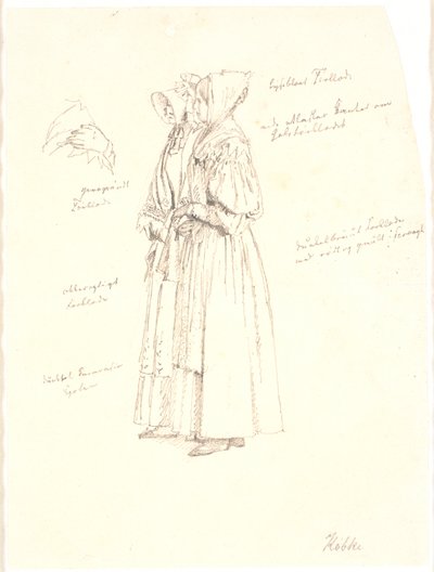 Study Drawing for the Female Figures in the Painting, View from the Embankment at Sortedam Lake towards Østerbro by Christen Købke