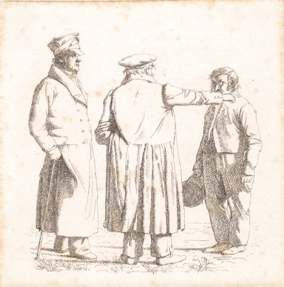 Three Portrait Figures, Baker Købke, Major Krohn, and Slave Sergeant Sprøch by Christen Købke