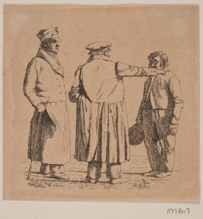 Three Portrait Figures, Baker Købke, Major Krohn, and Slave Sergeant Sprøch by Christen Købke