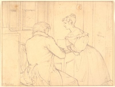 The Painter C.D. Gebauer Drawing for Miss Margrethe Hahn by Christen Købke