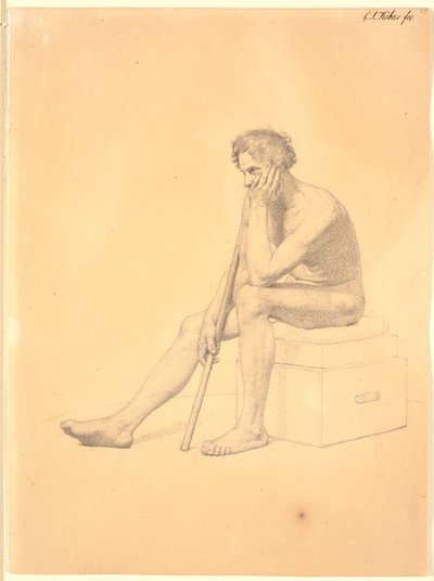Seated Male Academy Model by Christen Købke