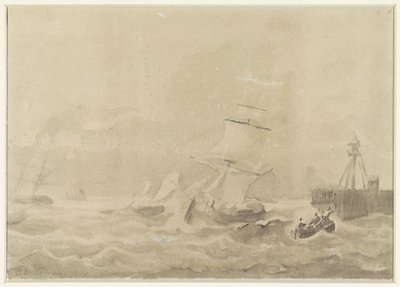 Rough Sea with Sailing Ships by Christiaan Cornelis Kannemans