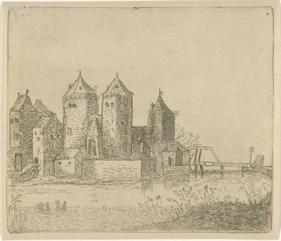 View of a Castle with a Moat by Christiaan Friedrich Ruppe