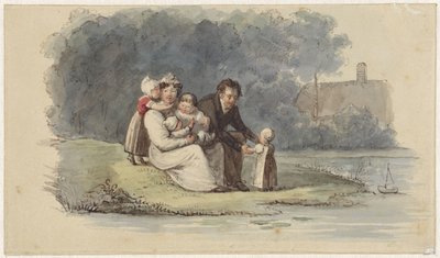 Family Sitting by the Water by Christiaan Julius Lodewijk Portman